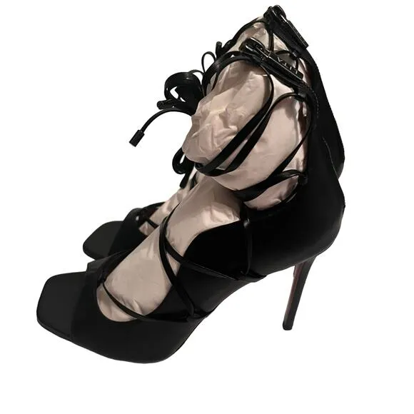 Lita By Ciara Solid Strappy Heel Sandal Black EU 42 US 11.5 12 NEW $398