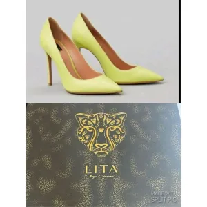 LITA by Ciara Acid Lime Leather Stiletto Pumps Shoes