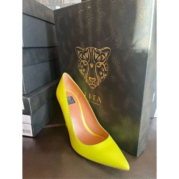 LITA by Ciara Acid Lime Leather Stiletto Pumps Shoes