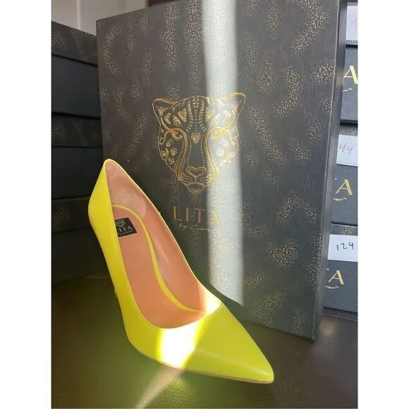 LITA by Ciara Acid Lime Leather Stiletto Pumps Shoes