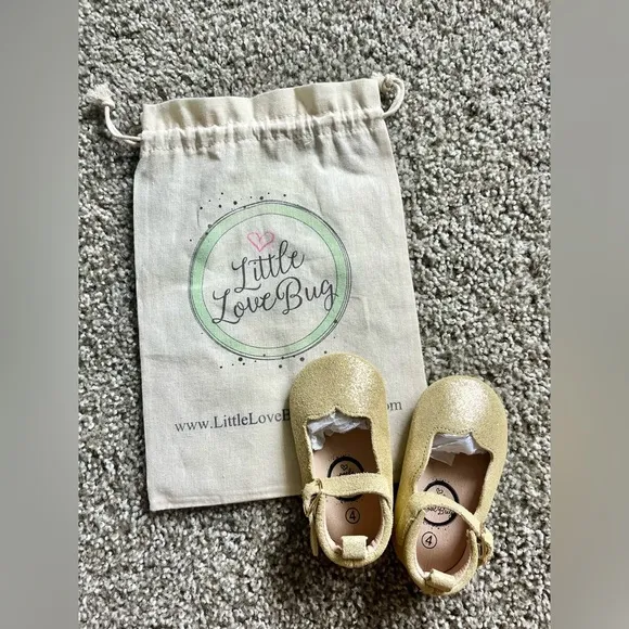 Little Lovebug Size 4 Sparkle Gold Olivia Dress Shoes