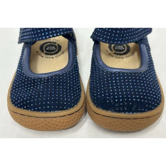 Livie And Luca Size 4 Navy Blue Sparkle Gemma Pebble Glitter Shoes maryjanes*EUC