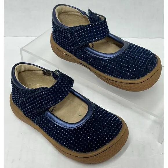 Livie And Luca Size 4 Navy Blue Sparkle Gemma Pebble Glitter Shoes maryjanes*EUC