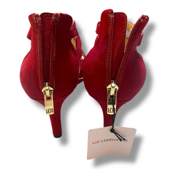 Liz Claiborne Ruby Red Crisscross Kitten Stiletto 3” Heels Women’s Size 9.5M