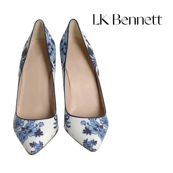 LK Bennett Blue Floral Women's Heels Sz US 8.5 GUC