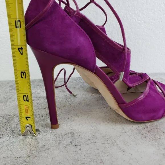 L.K. Bennett Giselle Suede Sandals Strappy Heels Purple 38.5 ASO Nicole Kidman