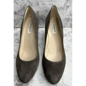 LK Bennett London Pump‎ Womens 39.5 US 9 Gray Suede Shoes 3” Heel Sersha New