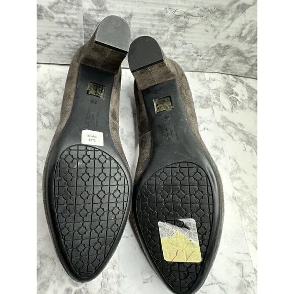 LK Bennett London Pump‎ Womens 39.5 US 9 Gray Suede Shoes 3” Heel Sersha New