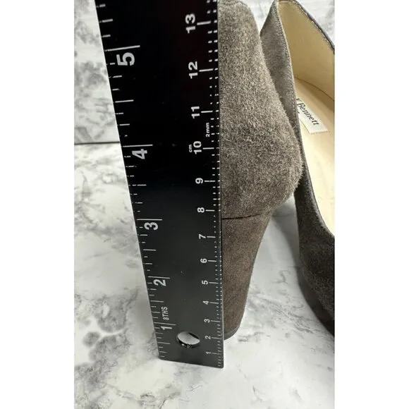 LK Bennett London Pump‎ Womens 39.5 US 9 Gray Suede Shoes 3” Heel Sersha New