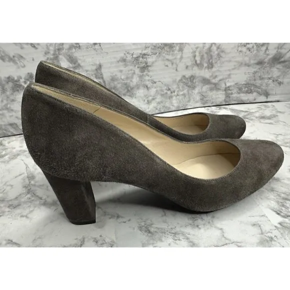 LK Bennett London Pump‎ Womens 39.5 US 9 Gray Suede Shoes 3” Heel Sersha New