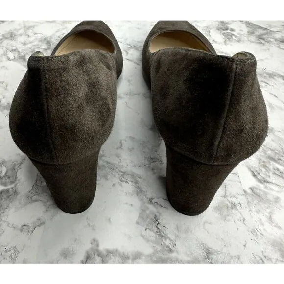 LK Bennett London Pump‎ Womens 39.5 US 9 Gray Suede Shoes 3” Heel Sersha New