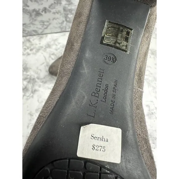 LK Bennett London Pump‎ Womens 39.5 US 9 Gray Suede Shoes 3” Heel Sersha New