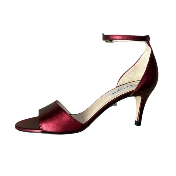 L.K. Bennett Omya Metallic Bordeaux Sandals Size IT 37/US 7