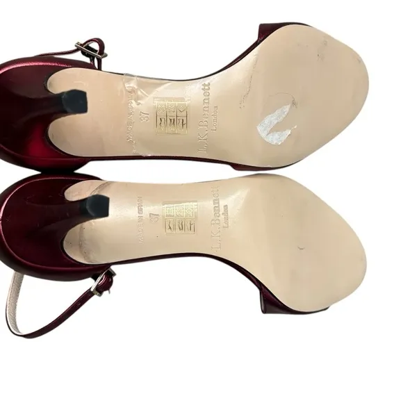 L.K. Bennett Omya Metallic Bordeaux Sandals Size IT 37/US 7