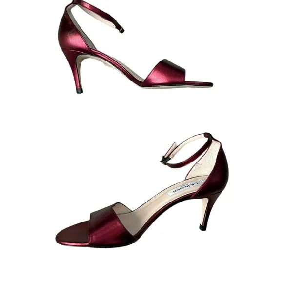 L.K. Bennett Omya Metallic Bordeaux Sandals Size IT 37/US 7