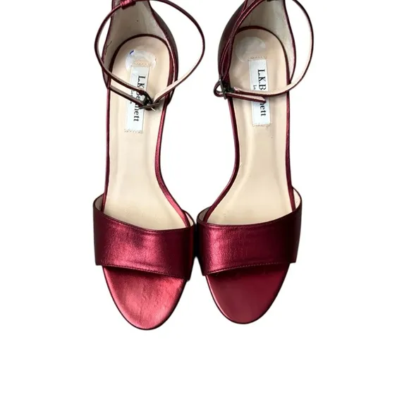 L.K. Bennett Omya Metallic Bordeaux Sandals Size IT 37/US 7