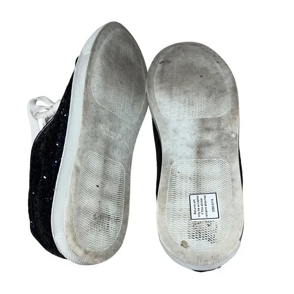 L.k. Bennett white black Glitter Sneakers shoes women 11 41 made in Portugal
