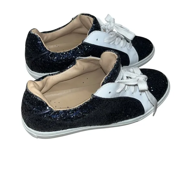 L.k. Bennett white black Glitter Sneakers shoes women 11 41 made in Portugal