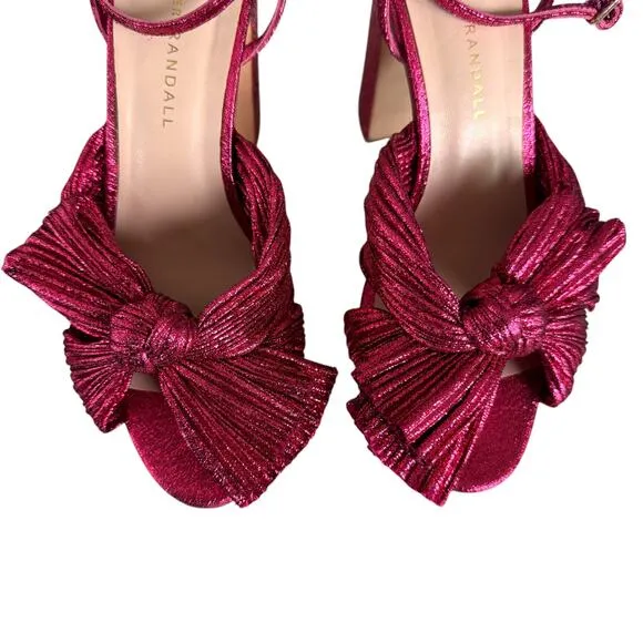 Loeffler Randall Natalia Bow Platform Sandals Heels Fuscia Pink Size 6‎