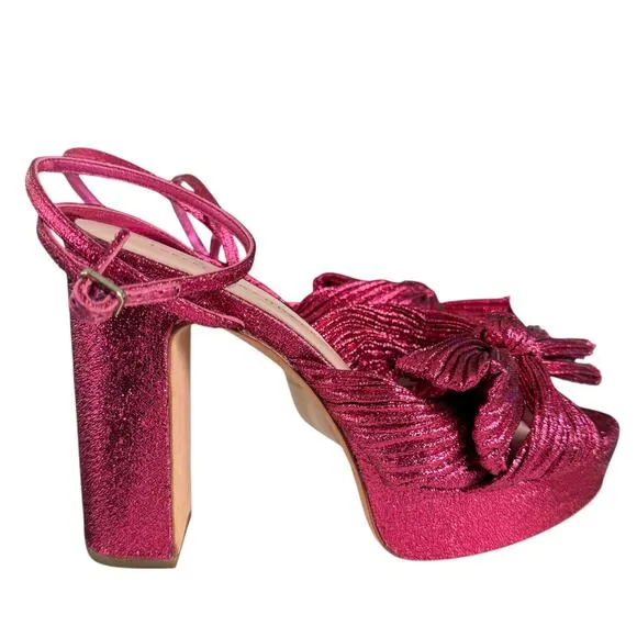 Loeffler Randall Natalia Bow Platform Sandals Heels Fuscia Pink Size 6‎