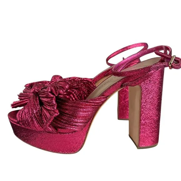 Loeffler Randall Natalia Bow Platform Sandals Heels Fuscia Pink Size 6‎