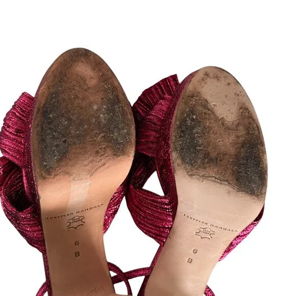 Loeffler Randall Natalia Bow Platform Sandals Heels Fuscia Pink Size 6‎