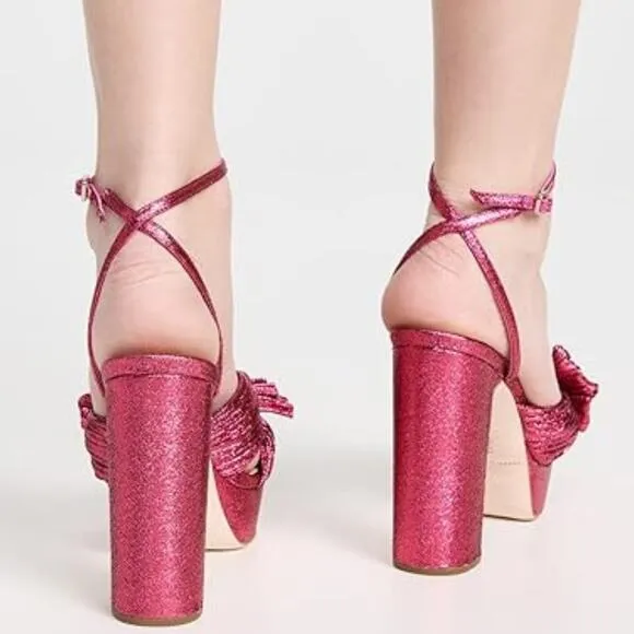 Loeffler Randall Natalia Bow Platform Sandals Heels Fuscia Pink Size 6‎