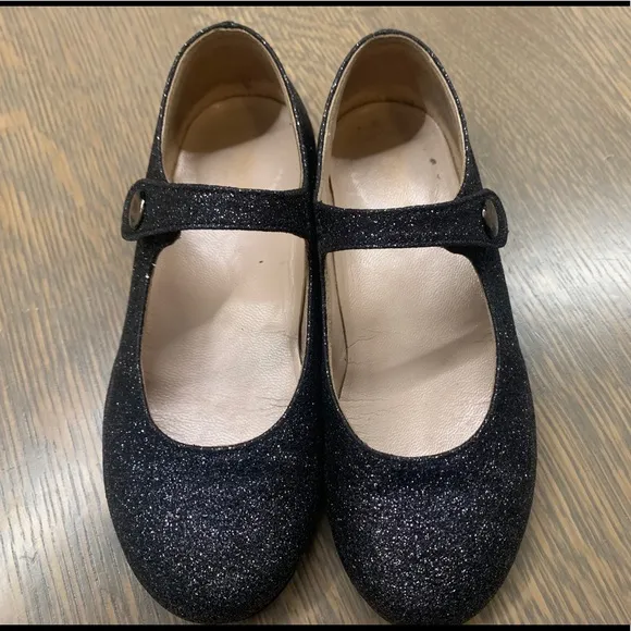 London Kids Girls Black Sparkly Shoes size 28