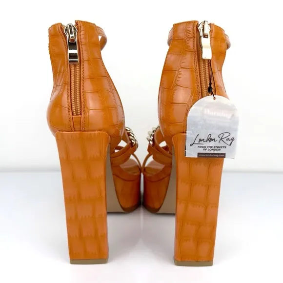 London Rag Women's Bonita Chain Accent Platform Sandals Orange Size 8
