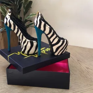 London Trash Zebra Print Platform Pumps