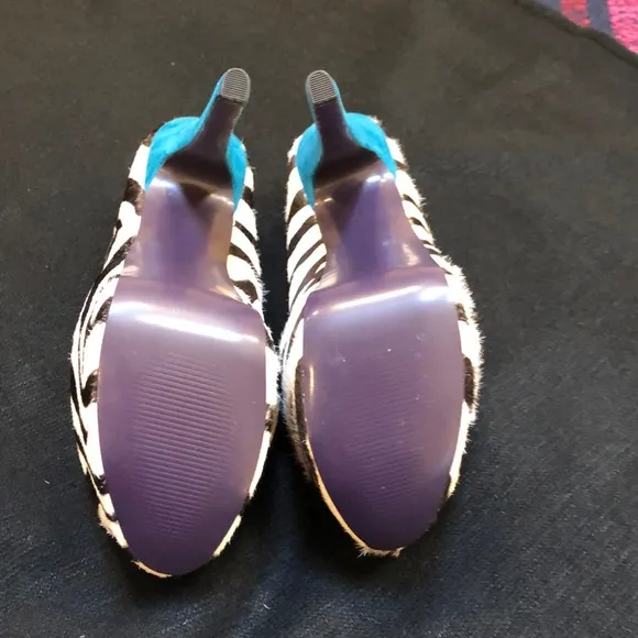 London Trash Zebra Print Platform Pumps