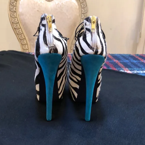 London Trash Zebra Print Platform Pumps