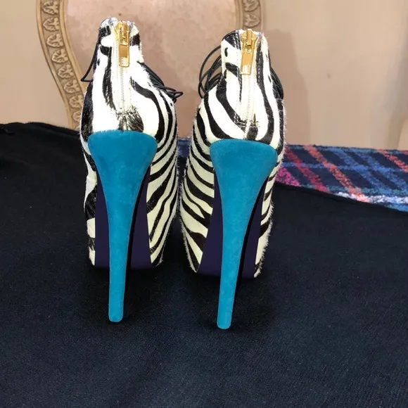 London Trash Zebra Print Platform Pumps