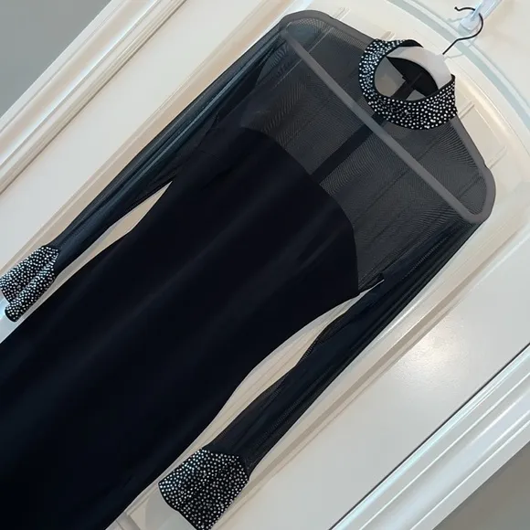 Long sleeve floor length formal dress Whimsigoth sexy witchy glam Hollywood M
