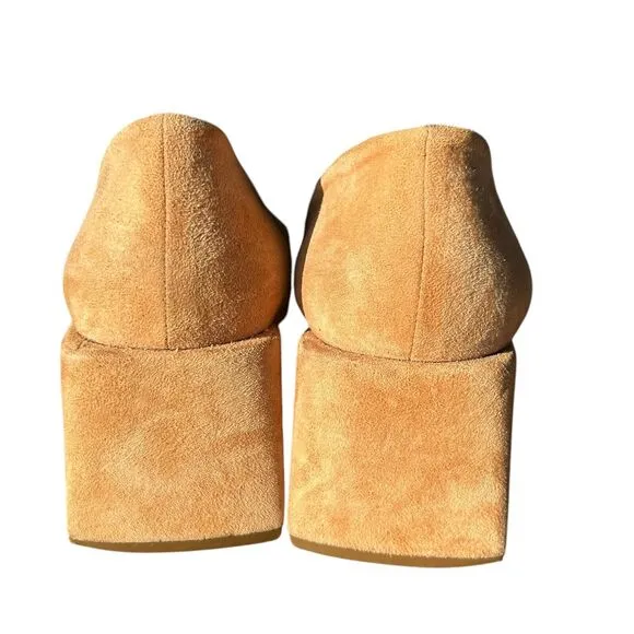LOQ Villa Pumps Heels 37 EU 6.5 US Tan Brown Suede Designer Luxury Workwear