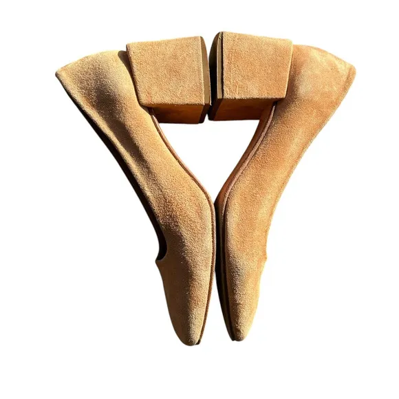 LOQ Villa Pumps Heels 37 EU 6.5 US Tan Brown Suede Designer Luxury Workwear