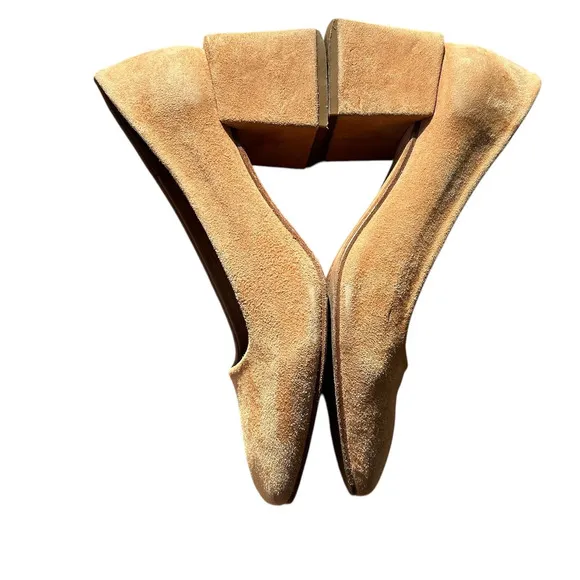 LOQ Villa Pumps Heels 37 EU 6.5 US Tan Brown Suede Designer Luxury Workwear