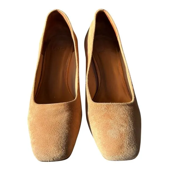LOQ Villa Pumps Heels 37 EU 6.5 US Tan Brown Suede Designer Luxury Workwear