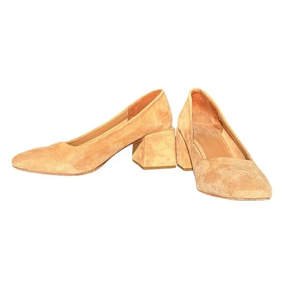 LOQ Villa Pumps Heels 37 EU 6.5 US Tan Brown Suede Designer Luxury Workwear