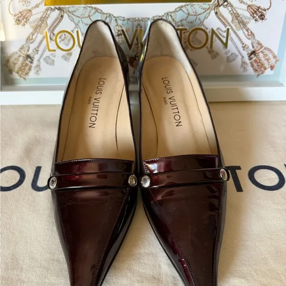 Louis Vuitton Vintage Women's Burgundy Patent Leather Heels