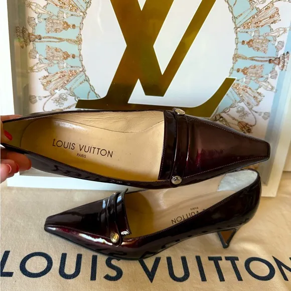 Louis Vuitton Vintage Women's Burgundy Patent Leather Heels