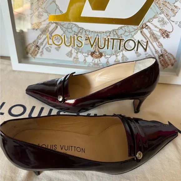 Louis Vuitton Vintage Women's Burgundy Patent Leather Heels
