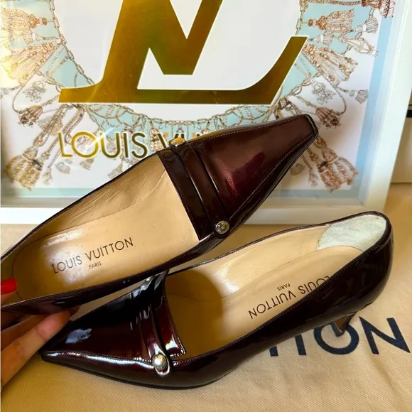 Louis Vuitton Vintage Women's Burgundy Patent Leather Heels