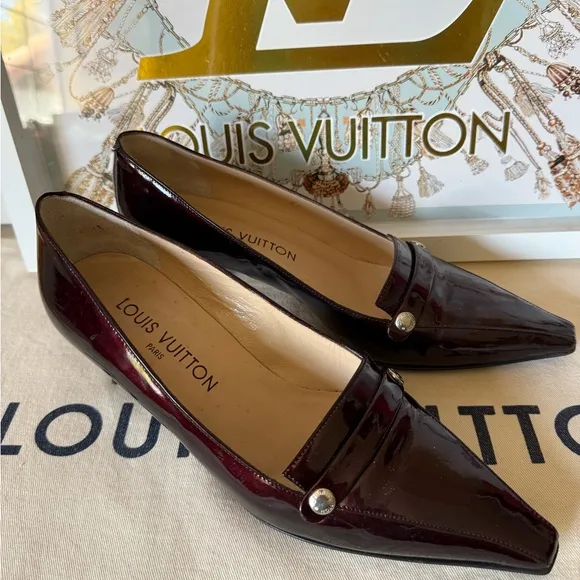 Louis Vuitton Vintage Women's Burgundy Patent Leather Heels
