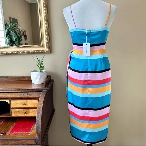 Lovers and Friends Orchid Dress in April Stripe Wrap Tulip Hem Size Small NWT
