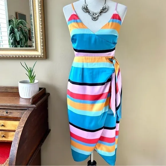 Lovers and Friends Orchid Dress in April Stripe Wrap Tulip Hem Size Small NWT