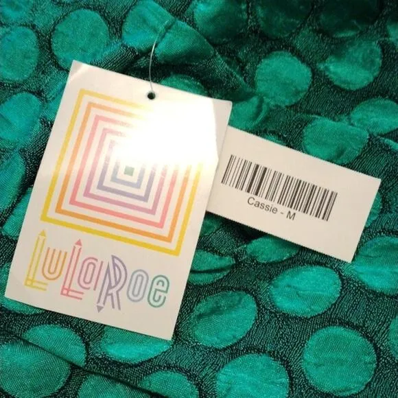 LuLaRoe Skirt Sz M Pencil Cassie Elegance Collection KELLY GREEN Polka Dot
