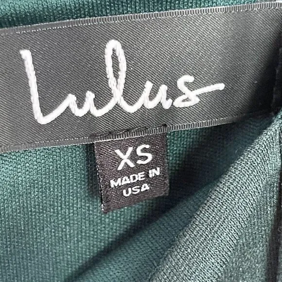 Lulu's Womens Green Square Neck 3/4 Sleeve Zipper Back Fit And Flare Dress Sz XS