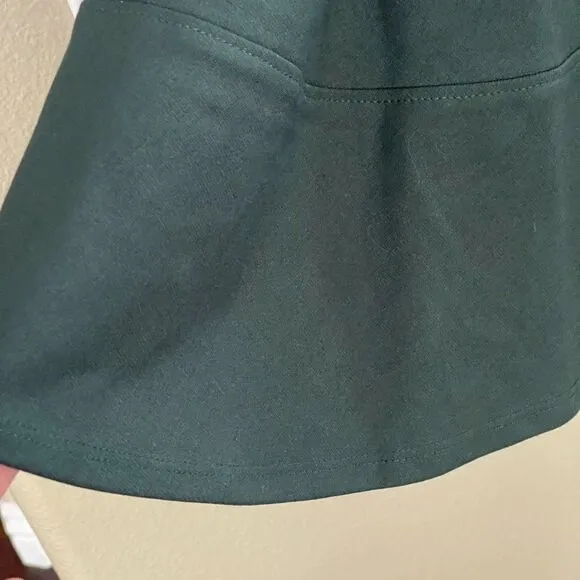 Lulu's Womens Green Square Neck 3/4 Sleeve Zipper Back Fit And Flare Dress Sz XS