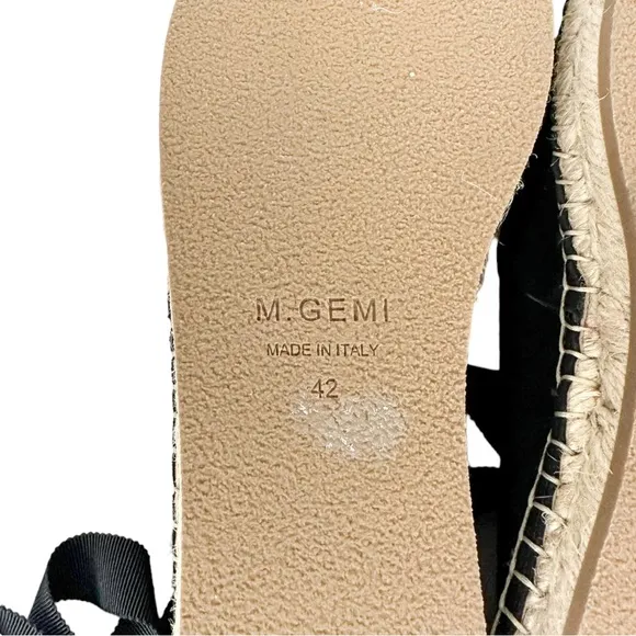 M. Gemi Black Lace Up Espadrille Flats EU 42 US 11.5-12 US